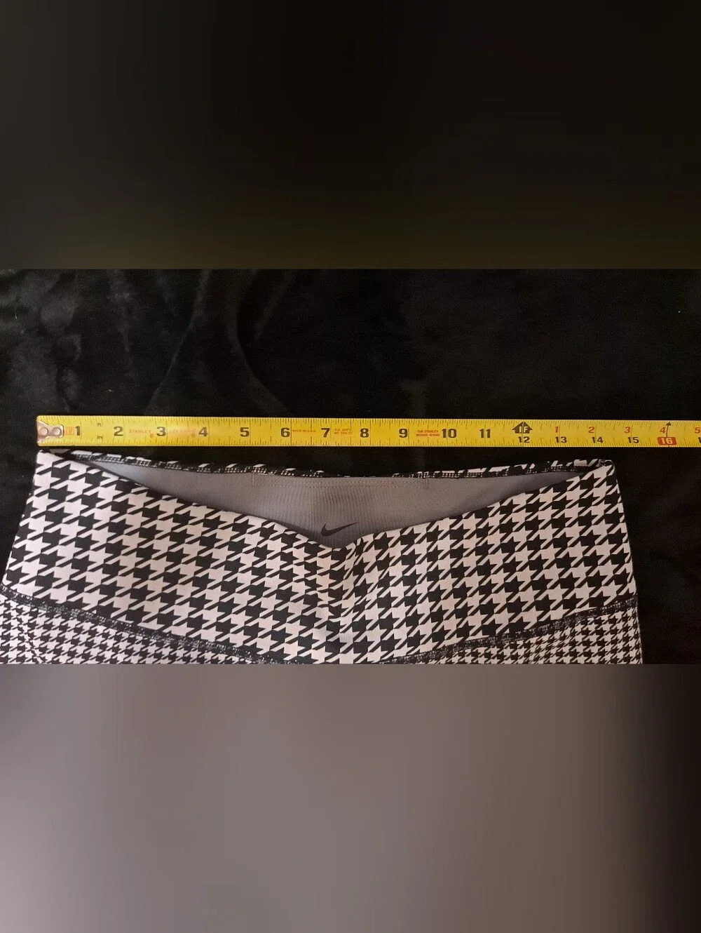 Nike Black & White Houndstooth Womens Leggings - Classic Pattern Sz L